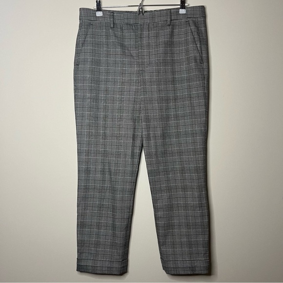 ZARA Preppy Plaid Cuffed Business Casual Cropped Straight Leg Trousers - Picture 2 of 10